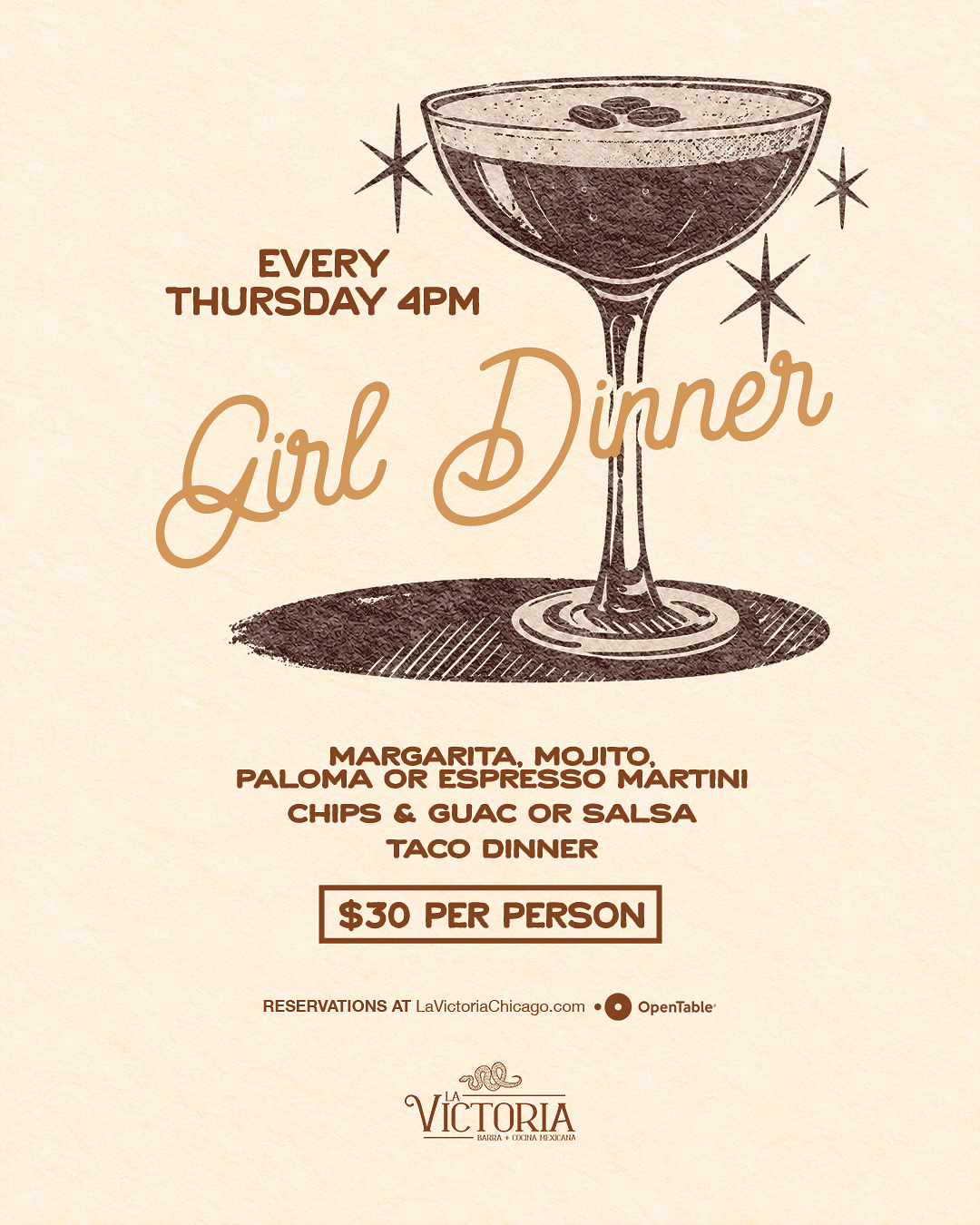 Girl Dinner Thursday event flyer