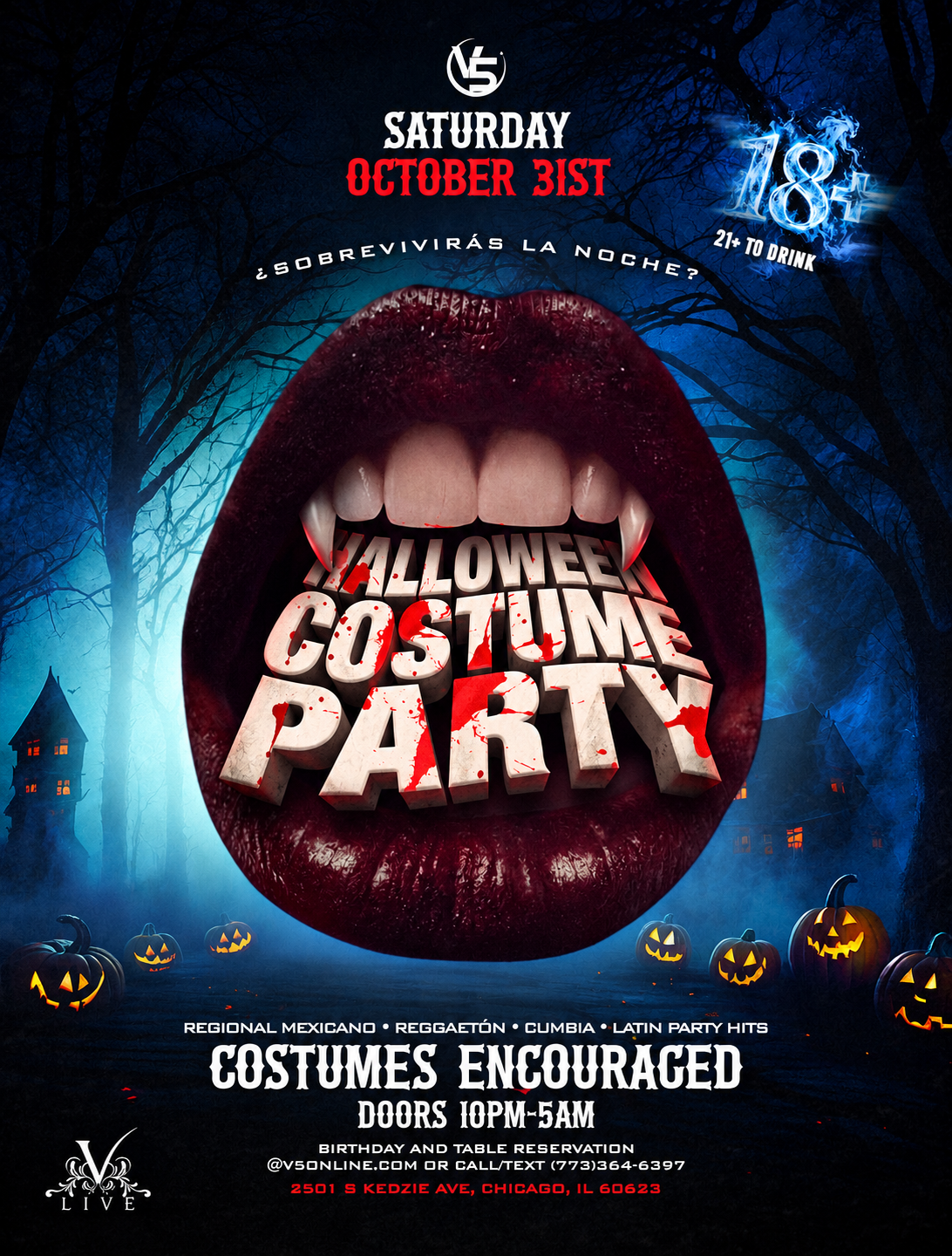 HALLOWEEN COSTUME PARTY @ VLIVE 18+ event flyer