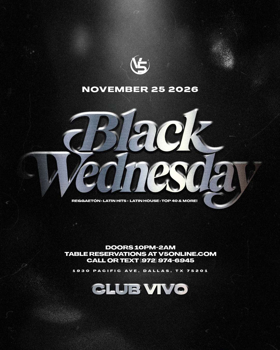 BLACK WEDNESDAY | Club VIVO event flyer
